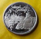1996 USA United States SEASONS GREETINGS Snowmen 1 OZ Proof Silver Medal i99788