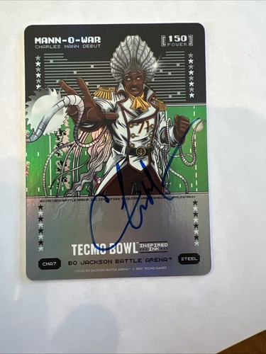 Bo Jackson Battle Arena Tecmo Bowl MANN-O-WAR CHARLES MANN Debut Auto Steel