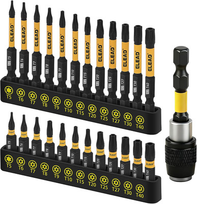 25PC Tamper Proof Torx Bit Set T5-T40 w/ Magnetic Extension Holder S2 Steel
