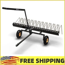 60"Tow Behind Dethatcher w/24 Steel Tines,Lawn Dethatcher Rake,Mower,ATV Tool