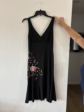 Be Smart Little Black Dress Floral Embroidery - Size 7/8 - Pre-Owned, Excellent