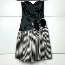 Gunne Sax Jessica McClintock Vintage 80s 90s Black Striped Prom Party Dress sz 5