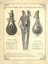 1902 PAPER AD Vintage antique powder shot pouch belt flask Blue Rock Pigeon