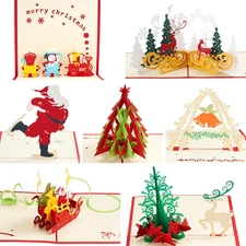 7 PCS Pop up Christmas Cards, 3D Greeting Cards with 6" X 6" Envelopes, Xmas Fes