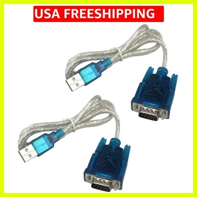 2 PCS HL-340 USB to RS232 COM Port Serial PDA 9 pin DB9 Cable Adapter Support...