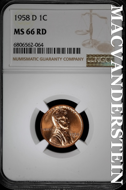 1958-D Lincoln Wheat Cent- NGC MS66 RD- Lustrous- No Reserve #SLA637