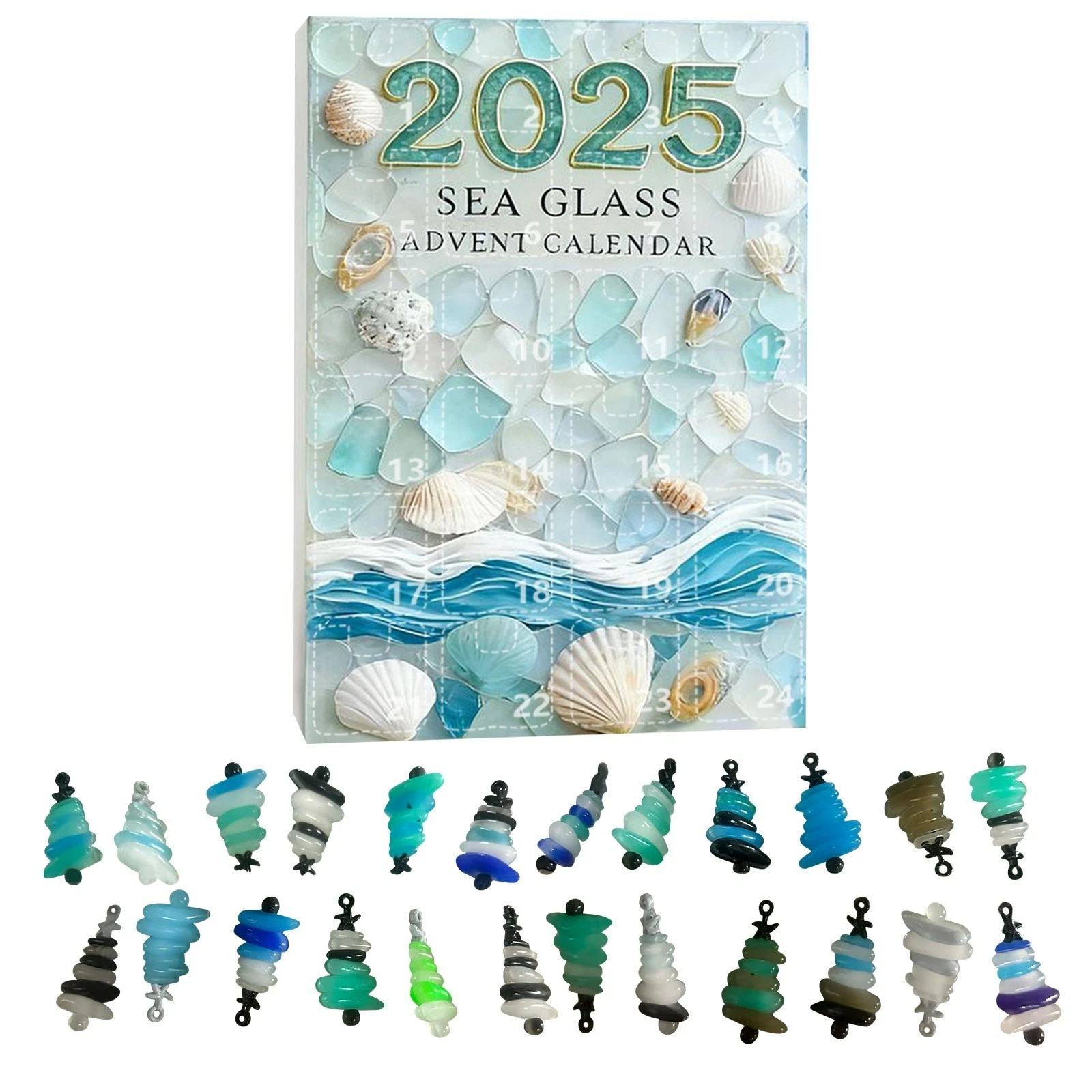 Christmas Tree Countdown Sea Glass Advent Calendar – 24 Days 3D Blind Boxes
