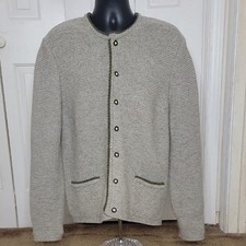 Giesswein Austrian Heavyweight Cardigan Sweater Size 54 US Green Wood Buttons