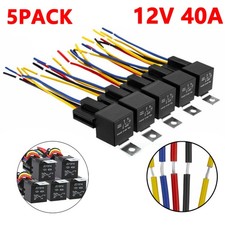 5PACK Relay Switch 5-Pin Harness Socket 12VDC 40A Waterproof Automotive Car SPDT
