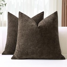 Pack of 2 Throw Pillow Covers 18x18 Inch Soft 18" x 18" Pack of 2 Brown