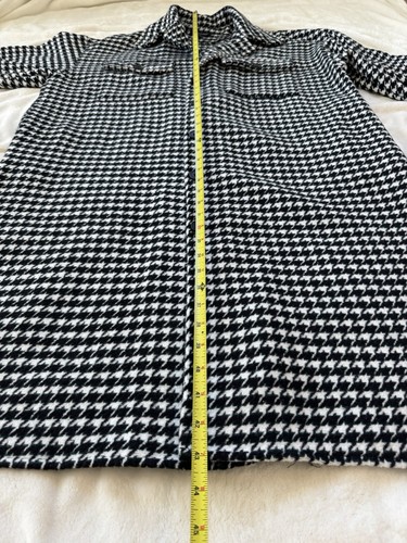 Long shirt coat Houndstooth Print Black White Green Size S Oversize - Picture 11 of 20