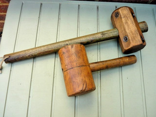 VINTAGE WOODEN MALLETS X 2