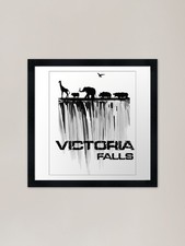Victoria Falls safari. Rhino, eleph Framed Wall Art Poster Canvas Print Picture