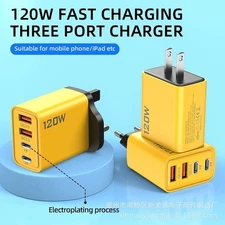 New Wall Power Adapter Brick 120W  EU/US Plug 4-Port USB Type-C QC3.0