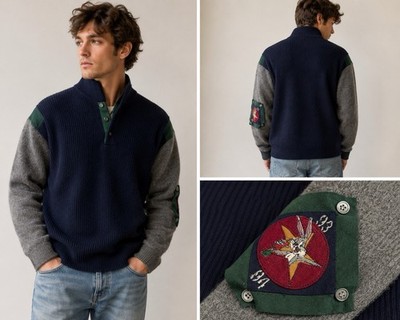 Vintage Iceberg Bugs Bunny Wool Sweater Italy M Color block Mock Neck 90 s Men s