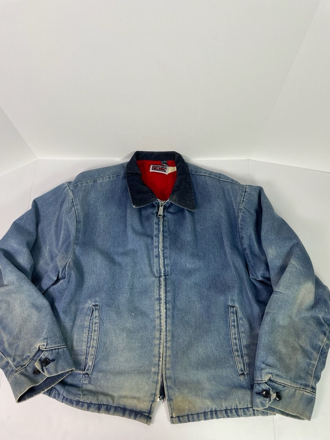 Vintage 70s Big Mac Quilt Lined Faded Denim Work Jacket Size 44