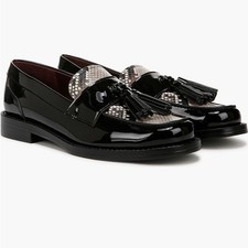 NUOVO $110 Franco Sarto Lucia Mocassino (Donna) 5,5M, NERO BREVETTO MULTI Stampa Serpente