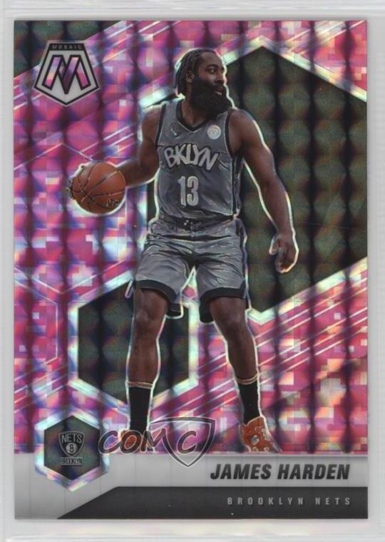 2020-21 Panini Mosaic Pink Camo Mosaic Prizm James Harden #173 1d4