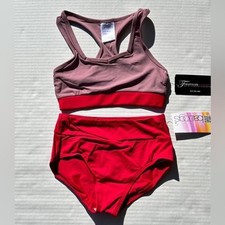 Baltogs brief bottoms red Theatricals crop top red CL NWT dance