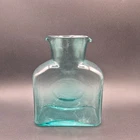 Vintage MCM Blenko Glass Antique Aqua Double Spout Water Bottle Pitcher