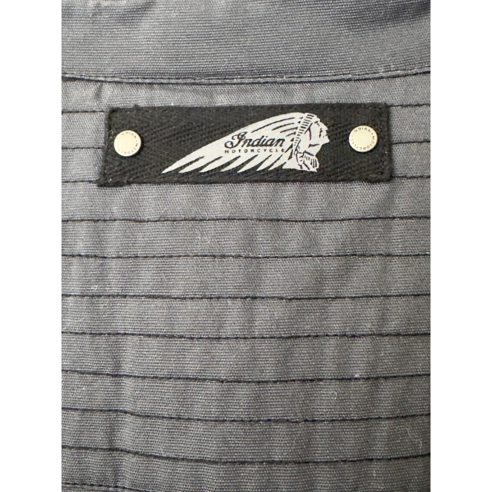 Indian Motorcycle Vest Mens 2XL Gray Canvas Snap Front Padded Logo - product detail image 4