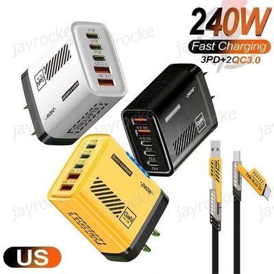 240W Fast Charging USB Type C US Wall Charger for Samsung iPhone Android Phone