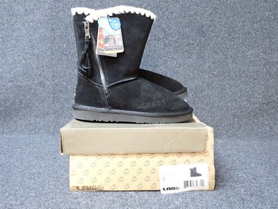 NEW Lamo Luna Suede Faux Fur Lined Winter Boots Black Women's Size 7 (SS46)