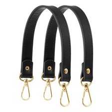 13" Leather Purse Strap Replacement Silver Buckle for Handbag 2 Pack, Black 