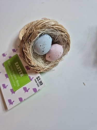 New 4 Birds Nest Eggs Napkin Rings Rope Natural Style Decor Brown Tan Boho - Picture 2 of 7