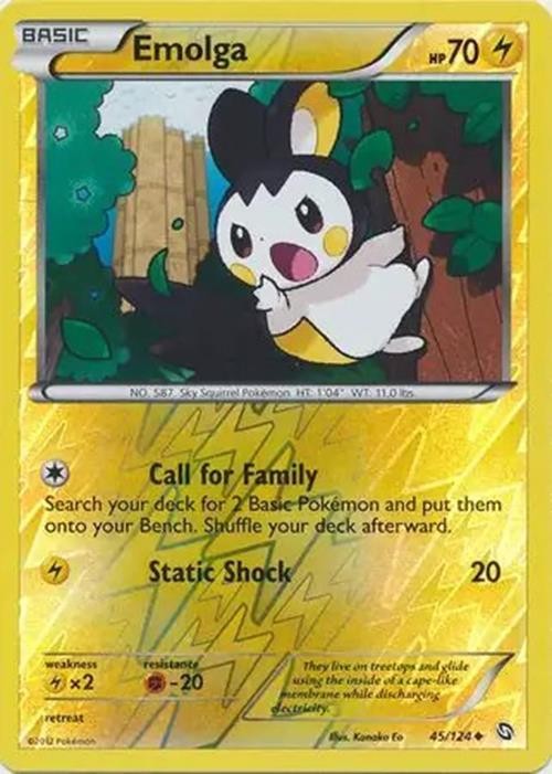 Emolga - 45/124 - Pokemon Dragons Exalted Reverse Holo Rare Card NM