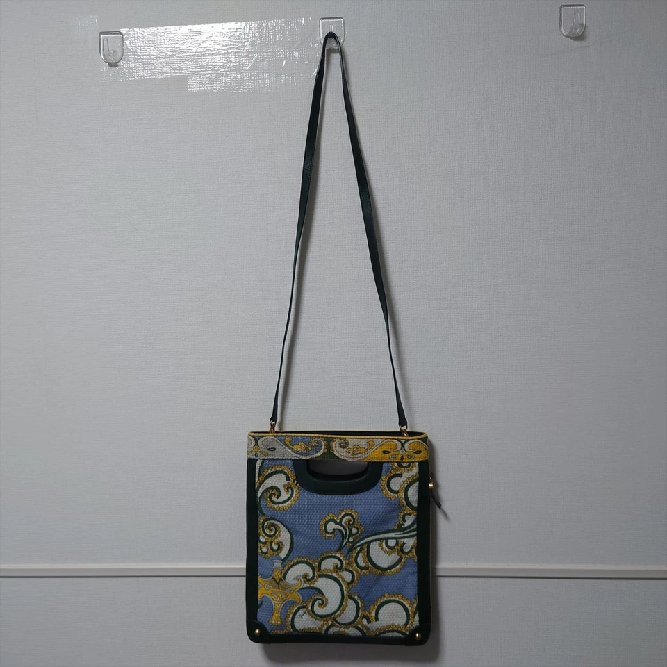 Emilio Pucci Bolso de Mano Bolso de Mano Bolso de Mano Mediano Con Correa Monedero Lona Azul Verde Foto 4 de 4