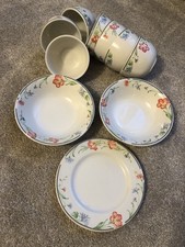 VINTAGE 7 MAŁYCH MISEK 2 NACZYNIA OWOCOWE TALERZ OD CHURCHILL POMARAŃCZOWA MIESZANKA KWIATOWA