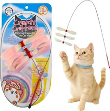 NECOICHI Crinkly Critters Dancing Dragonfly Trio Cat Wand, Pink 
