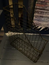 Vintage Bronze Colored Wire Magazine Or File Holder Rack 11 1/2” T X 10”D X 4” W