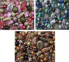 Jewellery Making Beads Starter Kit for Adults in Blue Brown  Pink