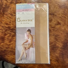 Hi Stocking Sock Women QueenTex Solid Suntan D Skin One Size Fits All NEW