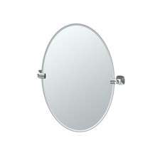 4149 Jewel Frameless Oval Mirror, Chrome, 26.5"H
