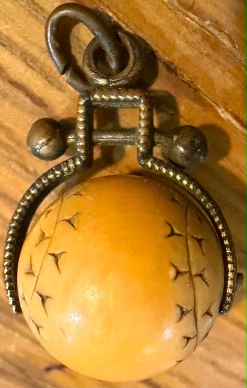 Watch fob: early BASEBALL watch fob/pendant, ANTIQUE, material unknown(Lot #286)
