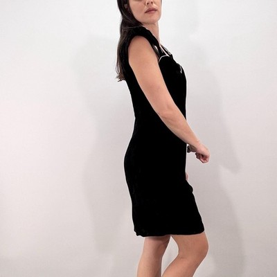 80s little black dress 80s velvet party mini dress cocktail party rhinestone buttons main image 0