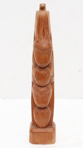 ATQ Northwest Coast Native American Hand Carved Wood Totem Pole 10.5" Vintage