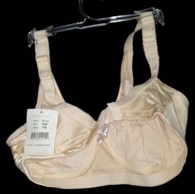 Amoena Bra Pearl Beige Style 2114 Size 34B New Lingerie Store w/ Tags Hanger