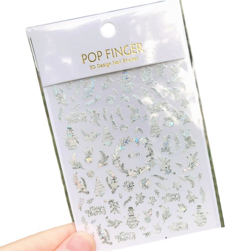 1 Sheet Manicure Sticker Self Adhesive Diy 3d Christmas Theme Winter New Year - Picture 19 of 26