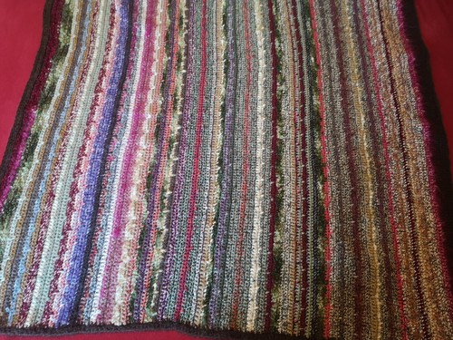 handgemachtes gestricktes Wollplaid / Decke 130 x 130 cm, Handarbeit, Teppich - Bild 2 von 4