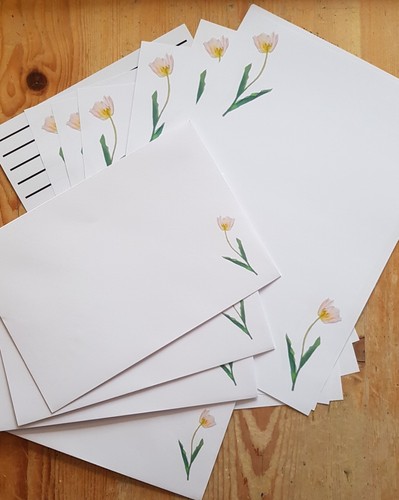 Transparente Tulpe Brief Schreiben Briefpapier Set mit passenden Umschlägen 8+4 - Bild 4 von 4