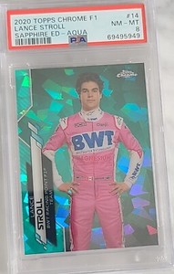 Lance Stroll Topps Chrome F1 Formula 1 Sapphire 2020 Aqua /99 PSA 8 #14