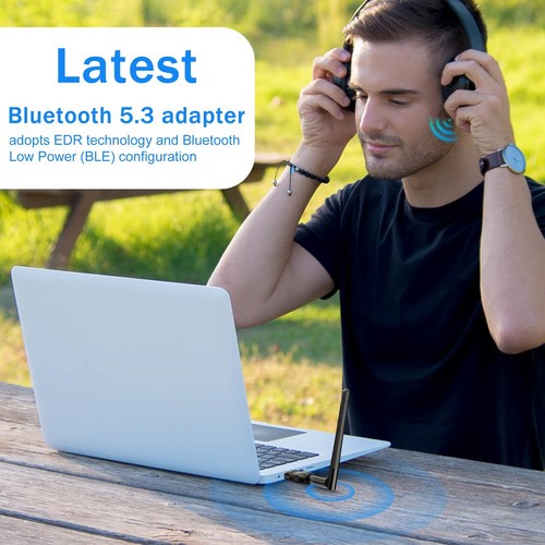 Bluetooth 5.3 USB Adapter 328FT Long Range Class 1 Dongle for PC Windows - Picture 2 of 7