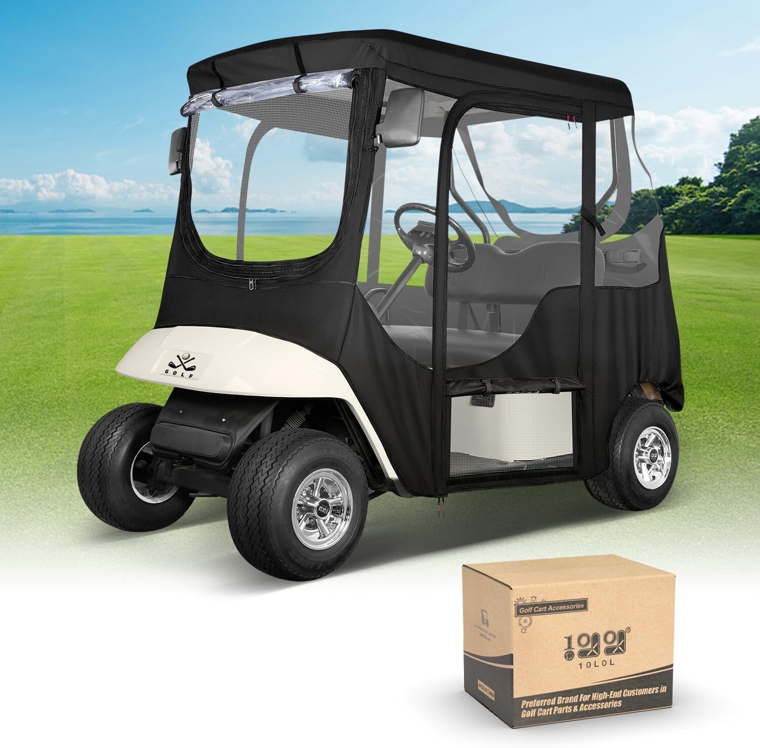 Golf Cart Enclosure for 2 Passenger EZGO TXT, Waterproof Windproof Transparent