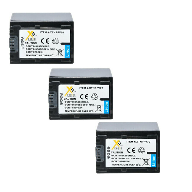 3X NP-FV70 Batteries for Sony HDR-PJ330 PJ340 PJ350 PJ420 PJ430 Camcorders-image