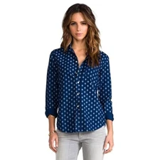 MOTHER Foxy Boxy Denim Button Up Shirt Medium Cotton Blend Breast Pocket