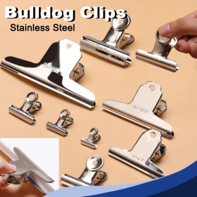 MARKENLOS Edelstahl Silber Bulldog Clips Geld Brief Papier Klemmer Büroklammer Foldback